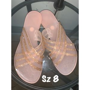 Nude/Bronze Rhinestone Sandals